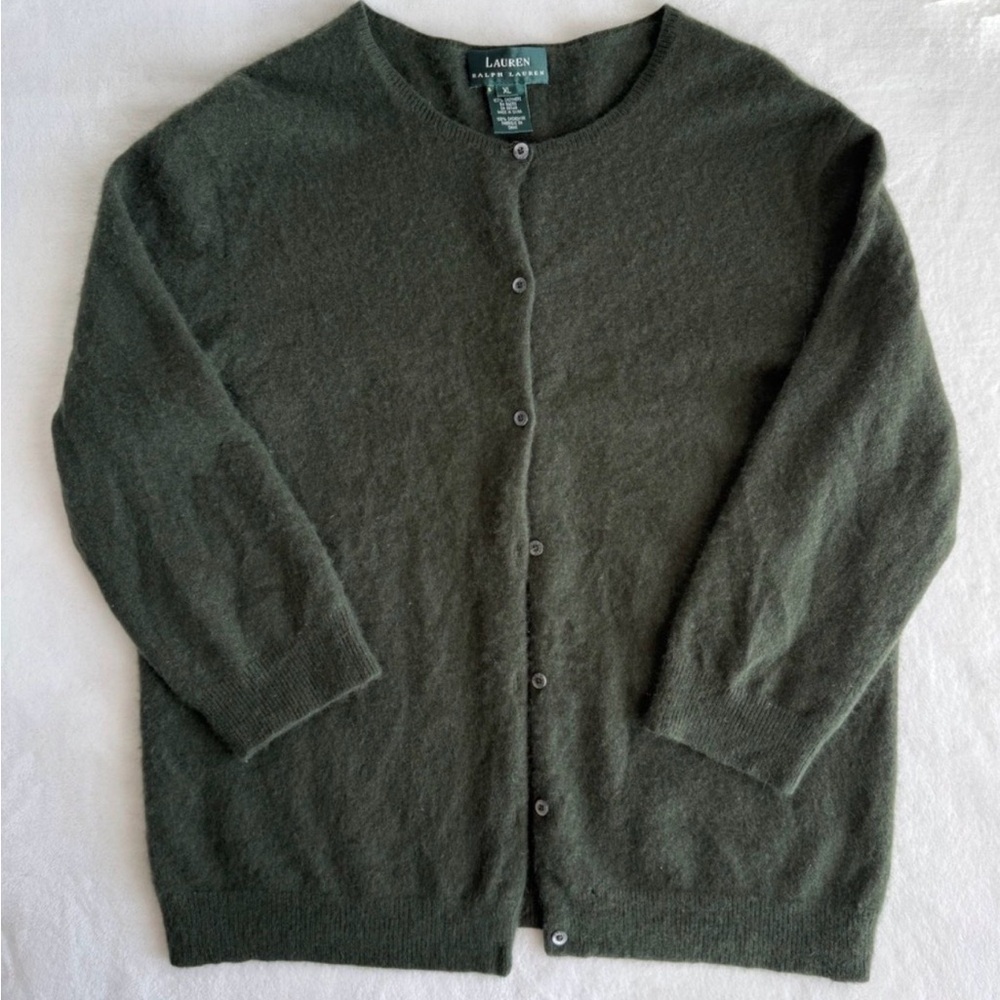 Olive green Lauren Ralph Lauren 100% cashmere cardigan